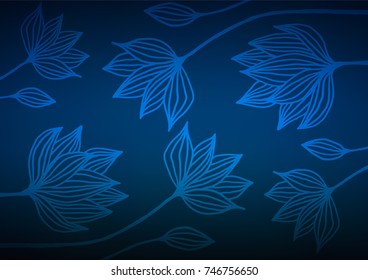 Dark BLUE vector natural abstract template. Colorful abstract illustration with lines in Asian style. The elegant pattern can be used as a part of a brand book.