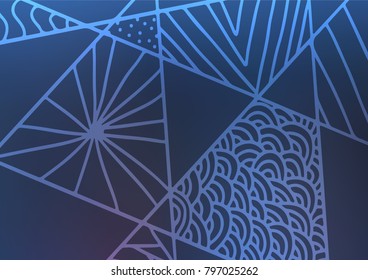 Dark BLUE vector natural abstract background. Geometric doodle illustration in Origami style with gradient. Hand painted design for web, wrapping, wallpaper.