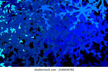 Vector azul oscuro fondo natural con flores, hojas. Ilustración abstracta brillante con hojas y flores. Nuevo diseño para su negocio.