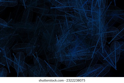 Dark BLUE vector natural background with leaves. A vague abstract illustration with leaves in doodles style. New design for your business.