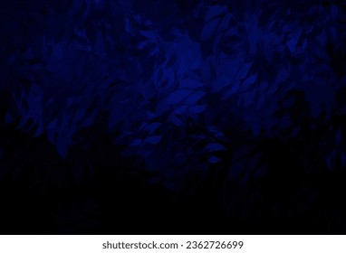 Dark BLUE vector natural background with leaves. leaves on blurred abstract background with gradient. Doodle design for your web site.