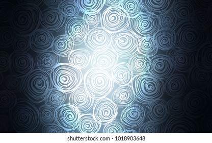Dark BLUE vector natural elegant background. Sketchy doodles with roses on blurred background. The textured pattern can be used for website.