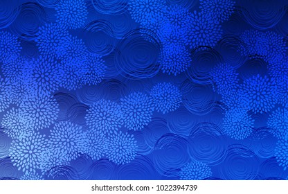 Dark BLUE vector natural elegant artwork. Shining colored illustration with flowers in doodle style. The template can be used as a background for cell phones.
