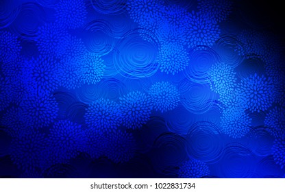 Dark BLUE vector natural elegant artwork. Modern geometrical abstract illustration with flowers. Hand painted design for web, wrapping, wallpaper.
