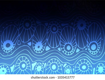 Dark BLUE vector natural elegant pattern. Blurred decorative design in Indian style with Zen tangles. Brand-new design for your business.
