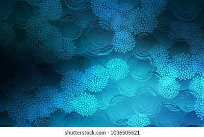 Dark BLUE vector natural elegant pattern. A vague abstract illustration with flowers in doodles style. Hand painted design for web, leaflet, textile.