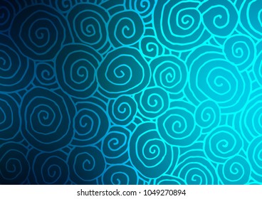 Dark BLUE vector natural elegant background. A vague abstract illustration with doodles in Indian style. A new texture for your design.