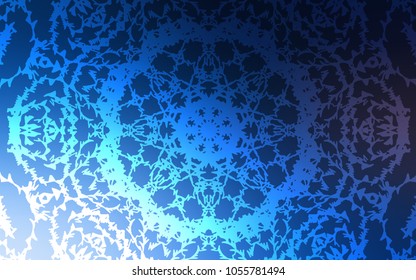 Dark BLUE vector natural elegant background. A vague abstract illustration with doodles drawn by child in Indian style. The elegant pattern can be used as a part of a brand book.