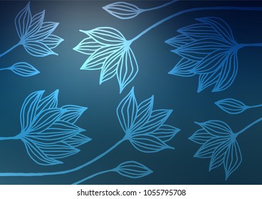 Dark BLUE vector natural elegant pattern. Brand-new colored illustration in blurry style with doodles. The doodle design can be used for your web site.