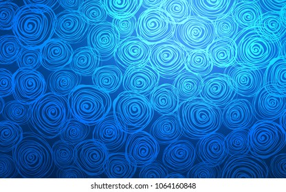 Dark BLUE vector natural elegant pattern. Sketchy doodles with roses on blurred background. Brand-new style for your business design.