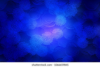 Dark BLUE vector natural elegant pattern. Glitter abstract illustration with doodles and flowers. The doodle design can be used for your web site.