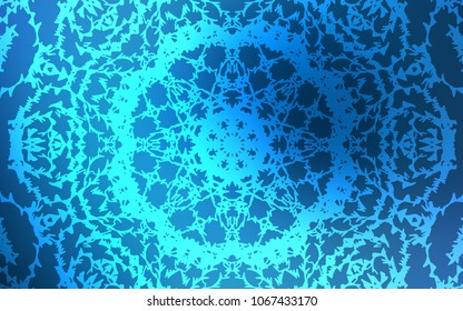 Dark BLUE vector natural elegant pattern. Colorful abstract illustration with lines drawn by child in Asian style. The completely new template can be used for your brand book.