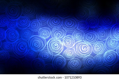 Dark BLUE vector natural elegant pattern. Colorful illustration in doodle style with roses. The textured pattern can be used for website.