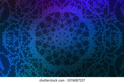 Dark BLUE vector natural elegant background. A vague abstract illustration with doodles drawn by child in Indian style. The textured pattern can be used for website.