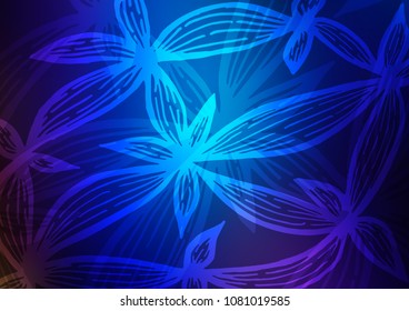 Dark BLUE vector natural elegant background. Ethnic elegant natural pattern with gradient. The pattern can be used for heads of websites and designs.