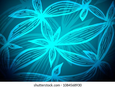 Dark BLUE vector natural elegant pattern. Colorful abstract illustration with lines in Asian style. A completely new template for your business design.