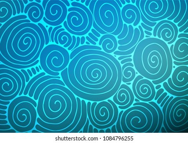 Dark BLUE vector natural elegant template. Colorful abstract illustration with lines in Asian style. The pattern can be used for heads of websites and designs.
