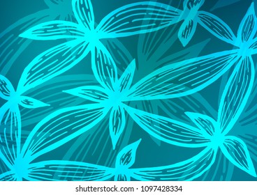 Dark BLUE vector natural elegant texture. A vague abstract illustration with doodles in Indian style. Brand-new design for your business.