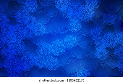 Dark BLUE vector natural elegant template. A completely new color illustration in doodle style with flowers. Brand-new style for your business design.