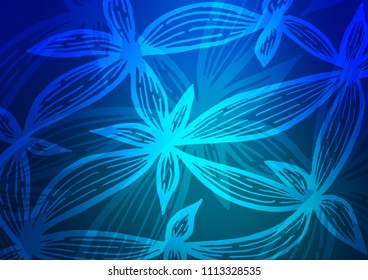 Dark BLUE vector natural elegant pattern. Colorful abstract illustration with lines in Asian style. The textured pattern can be used for website.