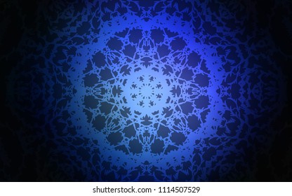 Dark BLUE vector natural elegant background. A vague abstract illustration with doodles drawn by child in Indian style. Hand painted design for web, leaflet, textile.