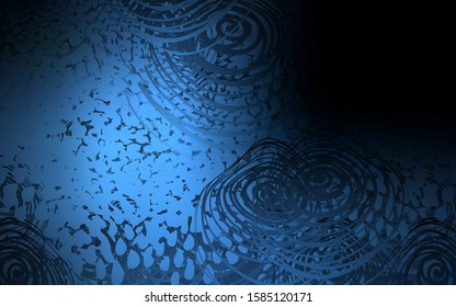 Dark BLUE vector natural elegant background. Sketchy doodles with flowers on blurred background. The best blurred design for your business.