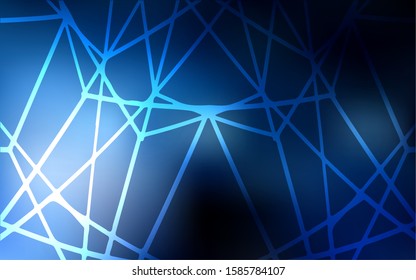Dark BLUE vector natural elegant background. Doodle illustration made by child in Origami style with gradient. The pattern can be used for coloring books and pages for kids.