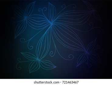 Dark BLUE vector natural elegant texture. Colorful abstract illustration with lines in Asian style. The pattern can be used for coloring books and pages for kids.