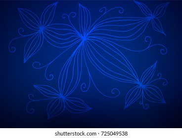 Dark BLUE vector natural elegant template. A vague abstract illustration with doodles in Indian style. The elegant pattern can be used as a part of a brand book.
