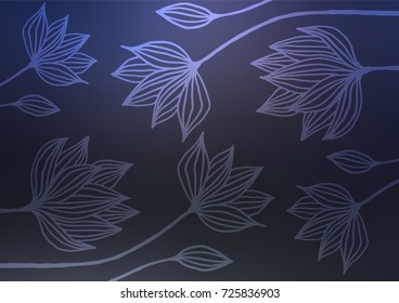 Dark BLUE vector natural elegant background. Ethnic elegant natural pattern with gradient. Brand-new style for your business design.