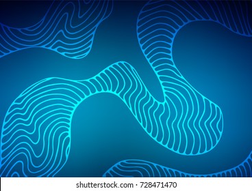 Dark BLUE vector natural elegant background. Blurred decorative design in Indian style with lines. Brand-new design for your business.