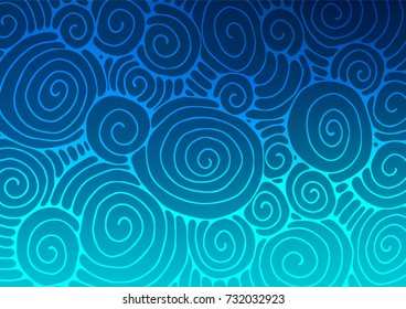 Dark BLUE vector natural elegant background. Modern geometrical abstract illustration with doodles. Brand-new style for your business design.