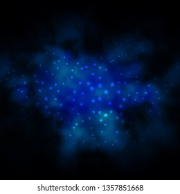 Dark BLUE vector pattern with abstract stars. Modern geometric abstract illustration with stars. Pattern for new year ad, booklets.