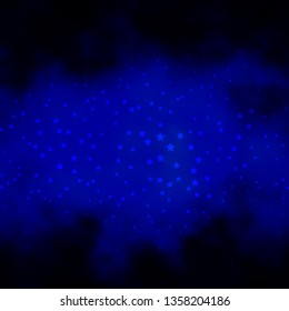 Dark BLUE vector pattern with abstract stars. Decorative illustration with stars on abstract template. Theme for cell phones.