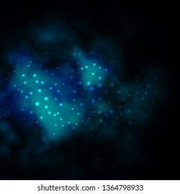 Dark BLUE vector pattern with abstract stars. Shining colorful illustration with small and big stars. Design for your business promotion.