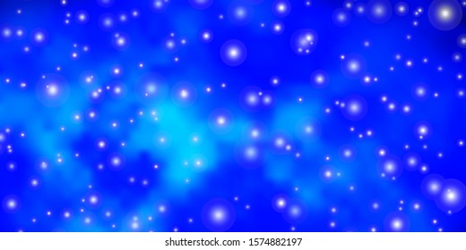 Dark BLUE vector pattern with abstract stars. Colorful illustration in abstract style with gradient stars. Theme for cell phones.