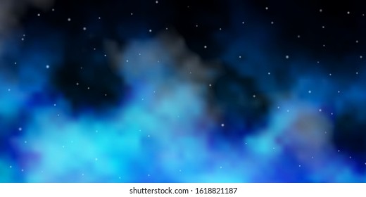 Dark BLUE vector pattern with abstract stars. Blur decorative design in simple style with stars. Pattern for new year ad, booklets.