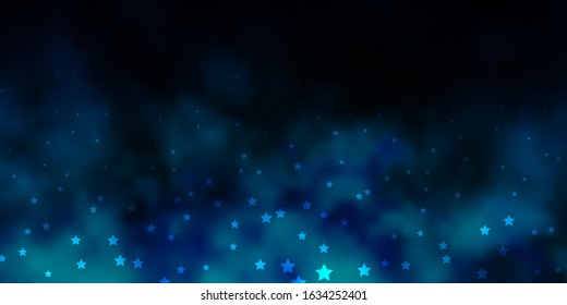 Dark BLUE vector pattern with abstract stars. Colorful illustration in abstract style with gradient stars. Theme for cell phones.