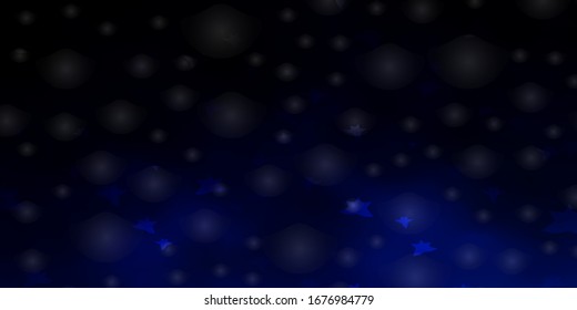 Dark BLUE vector pattern with abstract stars. Colorful illustration with abstract gradient stars. Theme for cell phones.