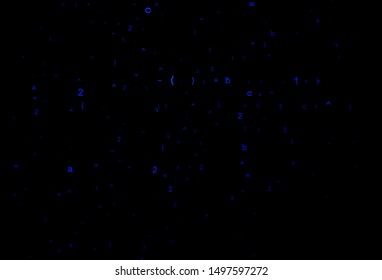 Dark BLUE vector pattern with arithmetic signs. Modern geometrical illustration with numerals. Best design for your math college.