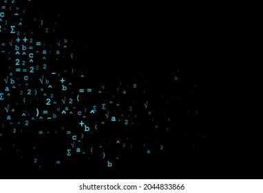 Dark BLUE vector pattern with arithmetic signs. Shining colorful illustration with isolated Digit signs. Pattern for ads, poster, banner of books.