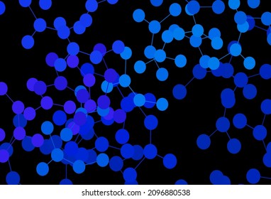 Dark BLUE vector pattern with artificial intelligence network. Abstract illustration with links and dots of AI. Pattern for  poster, banner of technology.