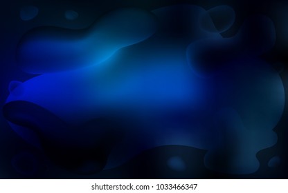 Dark BLUE vector pattern with bent ribbons. Blurred geometric sample with gradient bubbles.  The elegant pattern for brand book.