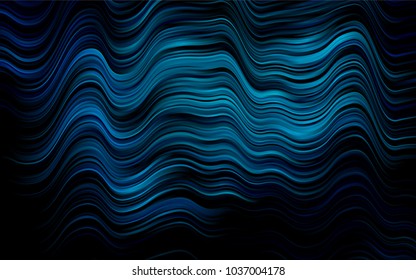 Dark BLUE vector pattern with bent ribbons. Blurred geometric sample with gradient bubbles.  Marble style for your business design.