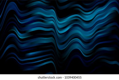 Dark BLUE vector pattern with bent lines. A sample with blurred bubble shapes. Marble design for your web site.