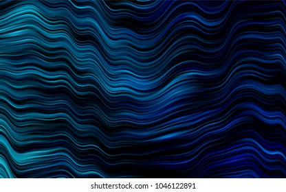 Dark BLUE vector pattern with bent lines. Glitter abstract illustration with wry lines. Marble style for your business design.