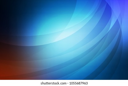 Dark BLUE vector pattern with bent ribbons. A sample with blurred bubble shapes. Marble design for your web site.