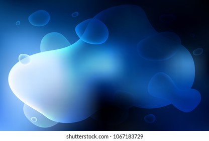 Dark BLUE vector pattern with bent lines. A sample with blurred bubble shapes. Brand-new design for your ads, poster, banner.