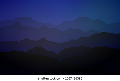 Dark BLUE vector pattern with bent ribbons. Shining illustration, which consist of blurred lines, circles. Mountain style for your business design.