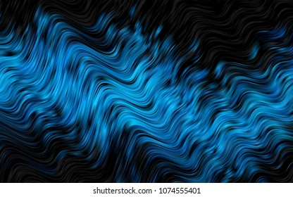 Dark BLUE vector pattern with bent lines. Colorful abstract illustration with gradient lines. Marble style for your business design.